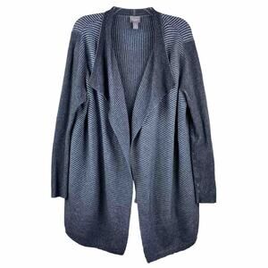 Chico’s Plaited Ribbed Drape Open Front Cardigan Size 2 Womens Size L Cozy Warm